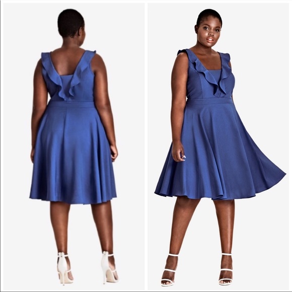 City Chic Dresses & Skirts - City Chic Blue Flirty Flutter Dress